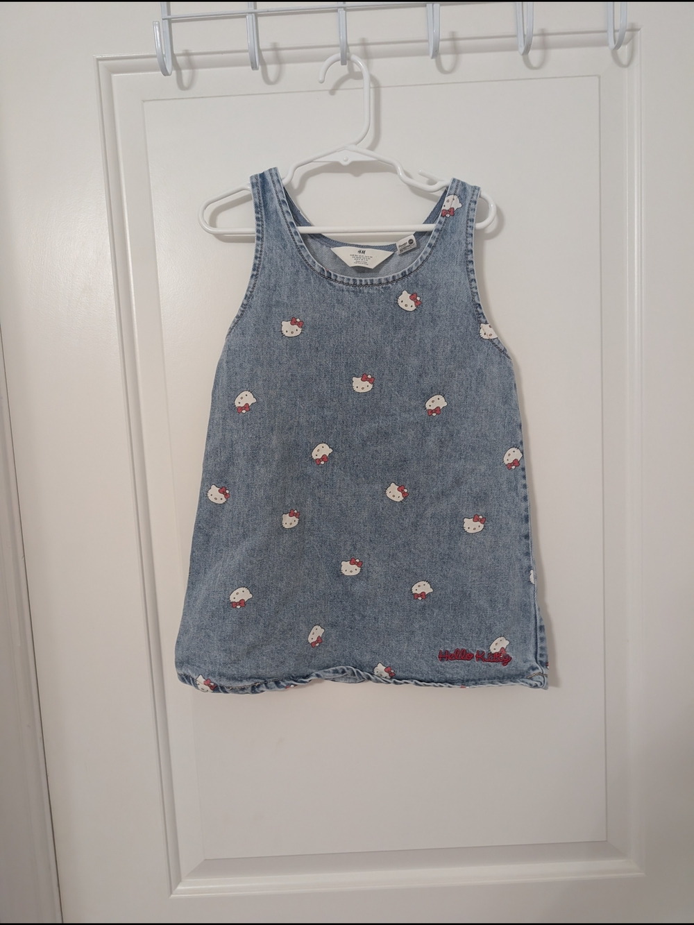 H&M And Sanrio Light Blue‎ Denim Hello Kitty Tank Dress Size 4T